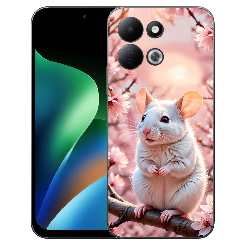 Gélový kryt mmCase na Xiaomi Redmi 17 4G/5G - biela myš na vetve
