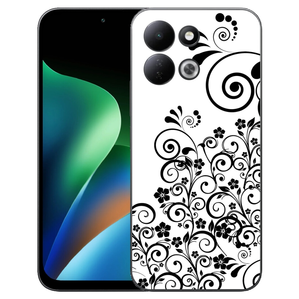 Gélový kryt mmCase na Xiaomi Redmi 17 4G/5G - čiernobiele kvetinové vzory