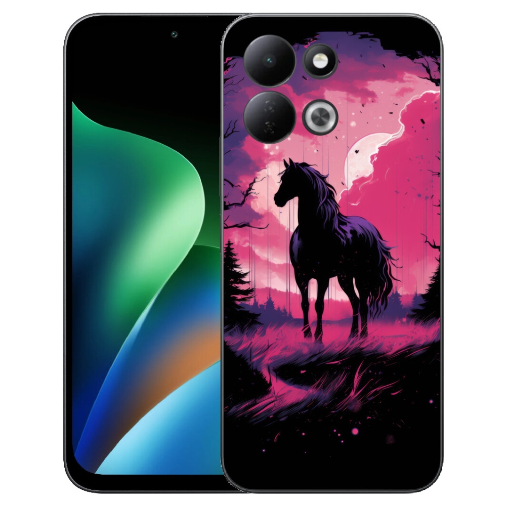 Gélový kryt mmCase na Xiaomi Redmi 17 4G/5G - čierny kreslený kôň 1