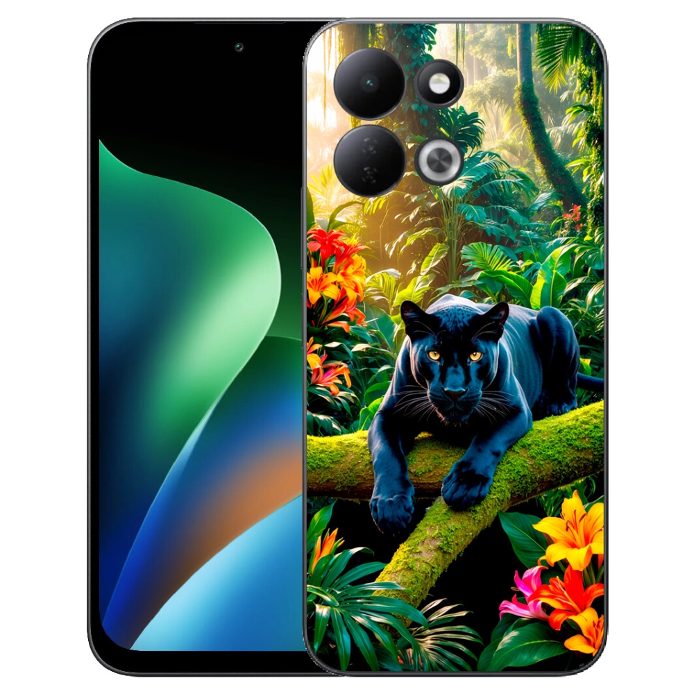 Gélový kryt mmCase na Xiaomi Redmi 17 4G/5G - čierny panter v džungli