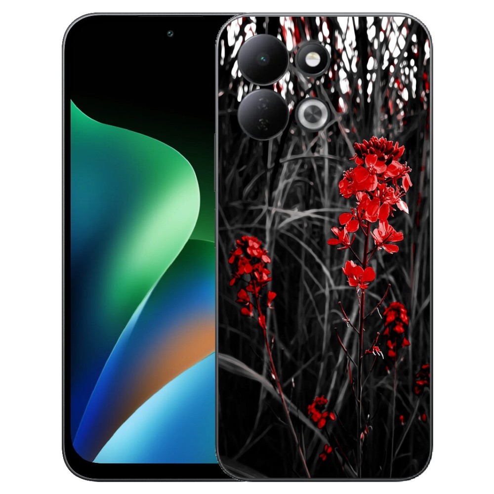 Gélový kryt mmCase na Xiaomi Redmi 17 4G/5G - červená rastlina