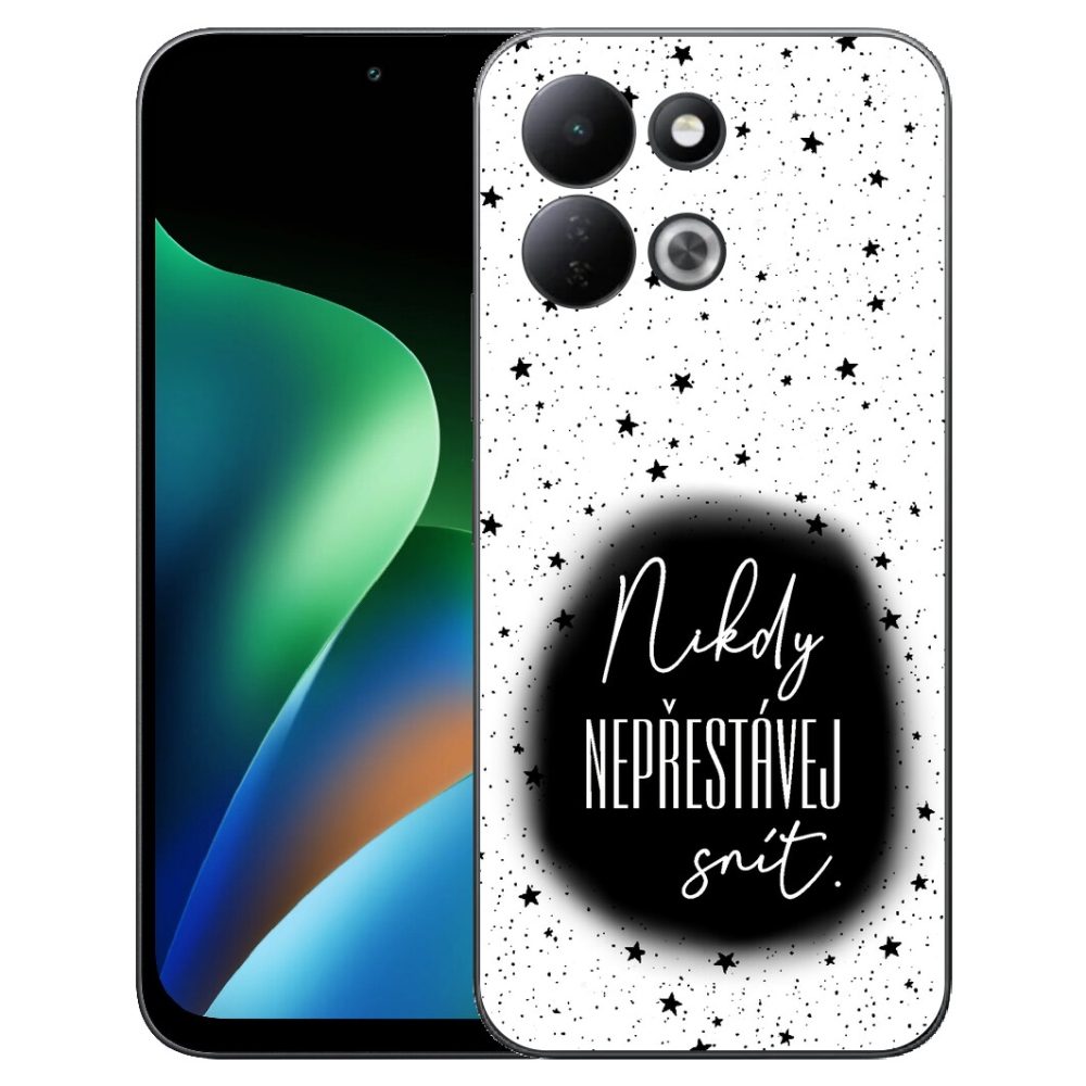 Gélový kryt mmCase na Xiaomi Redmi 17 4G/5G - citát 1 čiernobiele pozadie