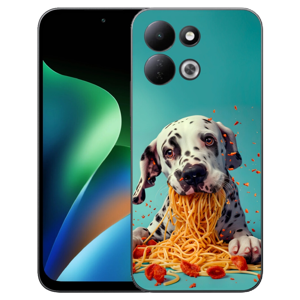 Gélový kryt mmCase na Xiaomi Redmi 17 4G/5G - dalmatín a špagety