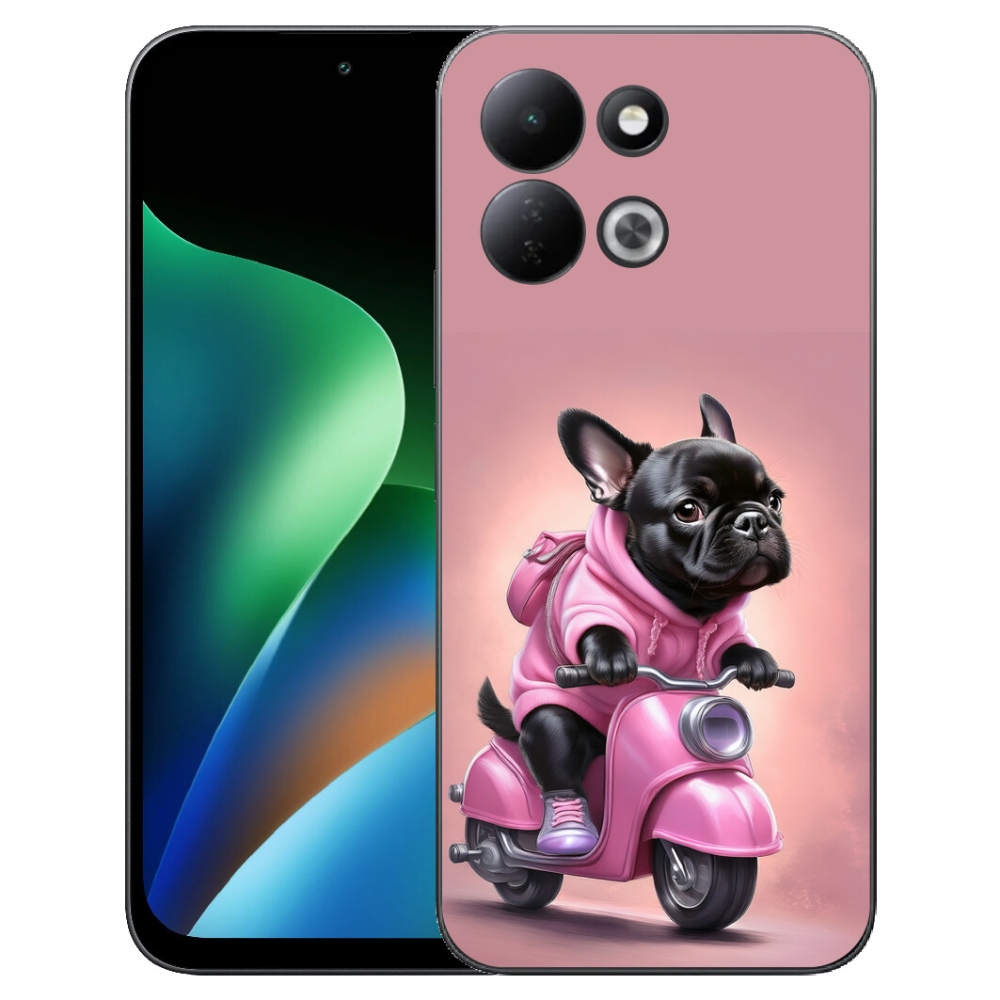 Gélový kryt mmCase na Xiaomi Redmi 17 4G/5G - francúzsky buldoček na skútri