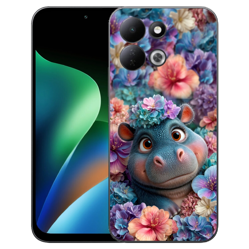 Gélový kryt mmCase na Xiaomi Redmi 17 4G/5G - hrošík v kvetoch