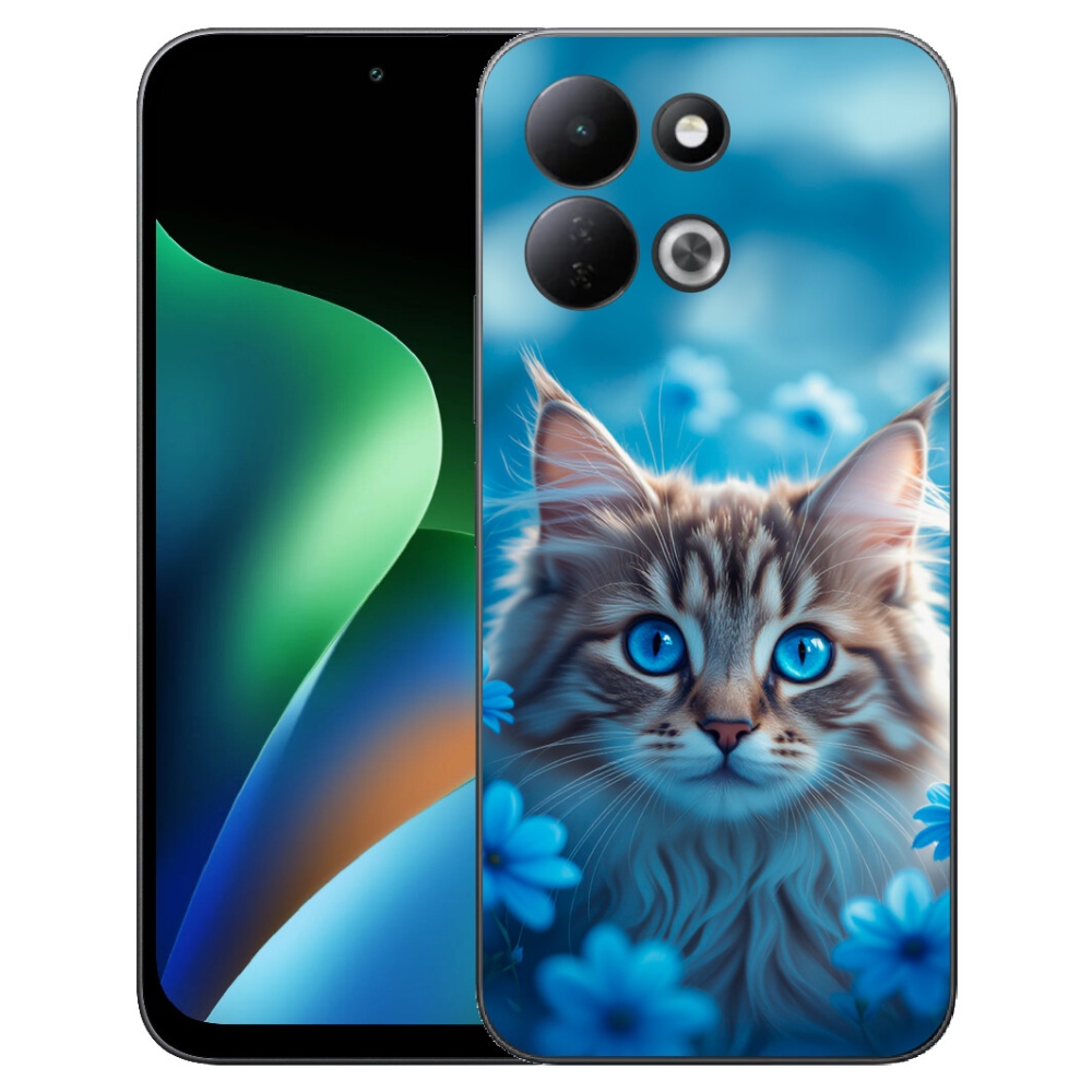Gélový kryt mmCase na Xiaomi Redmi 17 4G/5G - mačiatko v modrých kvetoch