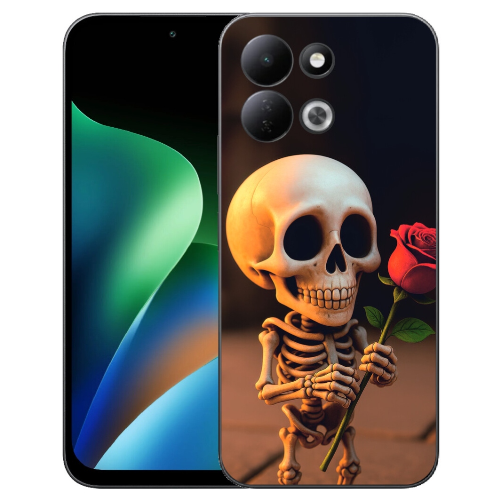 Gélový kryt mmCase na Xiaomi Redmi 17 4G/5G - kostlivec s ružou