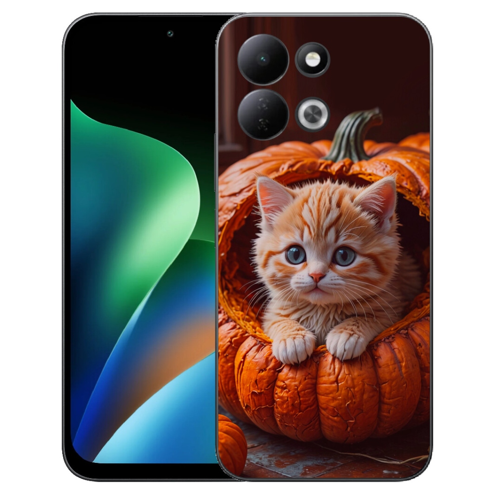 Gélový kryt mmCase na Xiaomi Redmi 17 4G/5G - mačiatko a tekvica 2