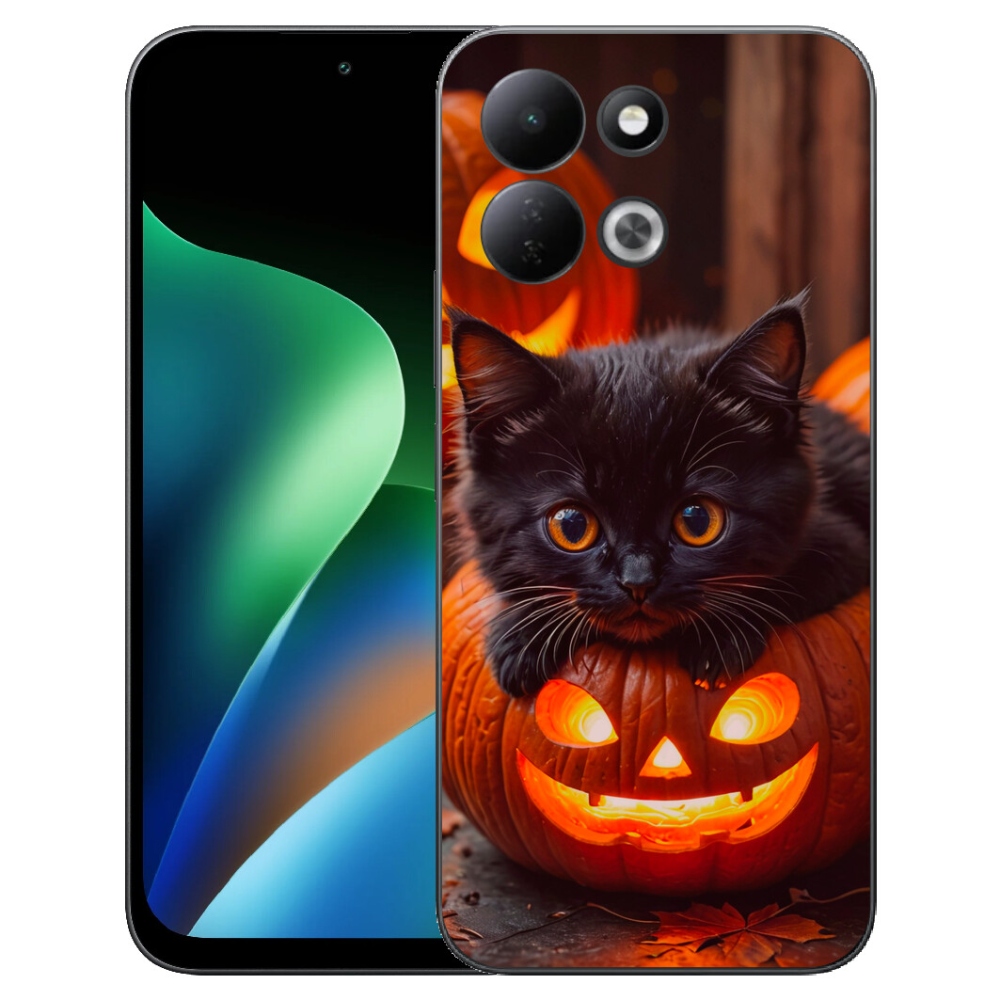 Gélový kryt mmCase na Xiaomi Redmi 17 4G/5G - mačiatko a tekvica