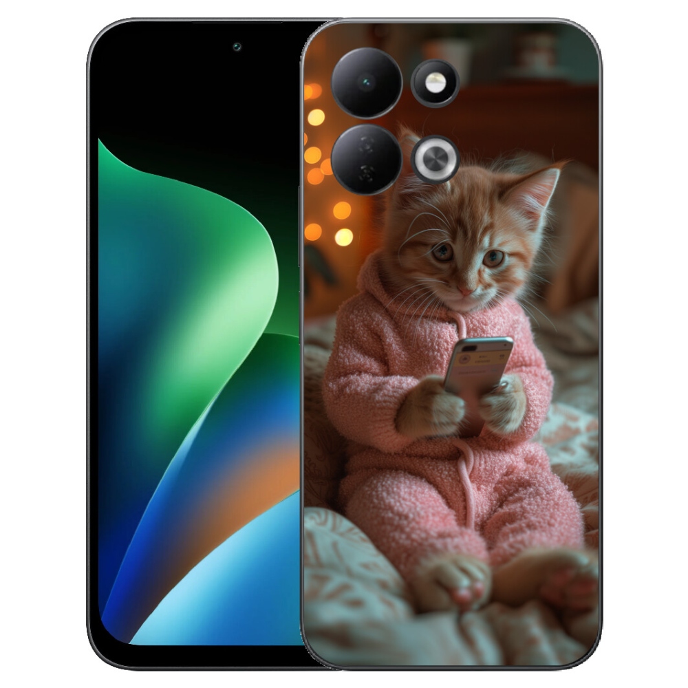 Gélový kryt mmCase na Xiaomi Redmi 17 4G/5G - mačiatko s mobilom