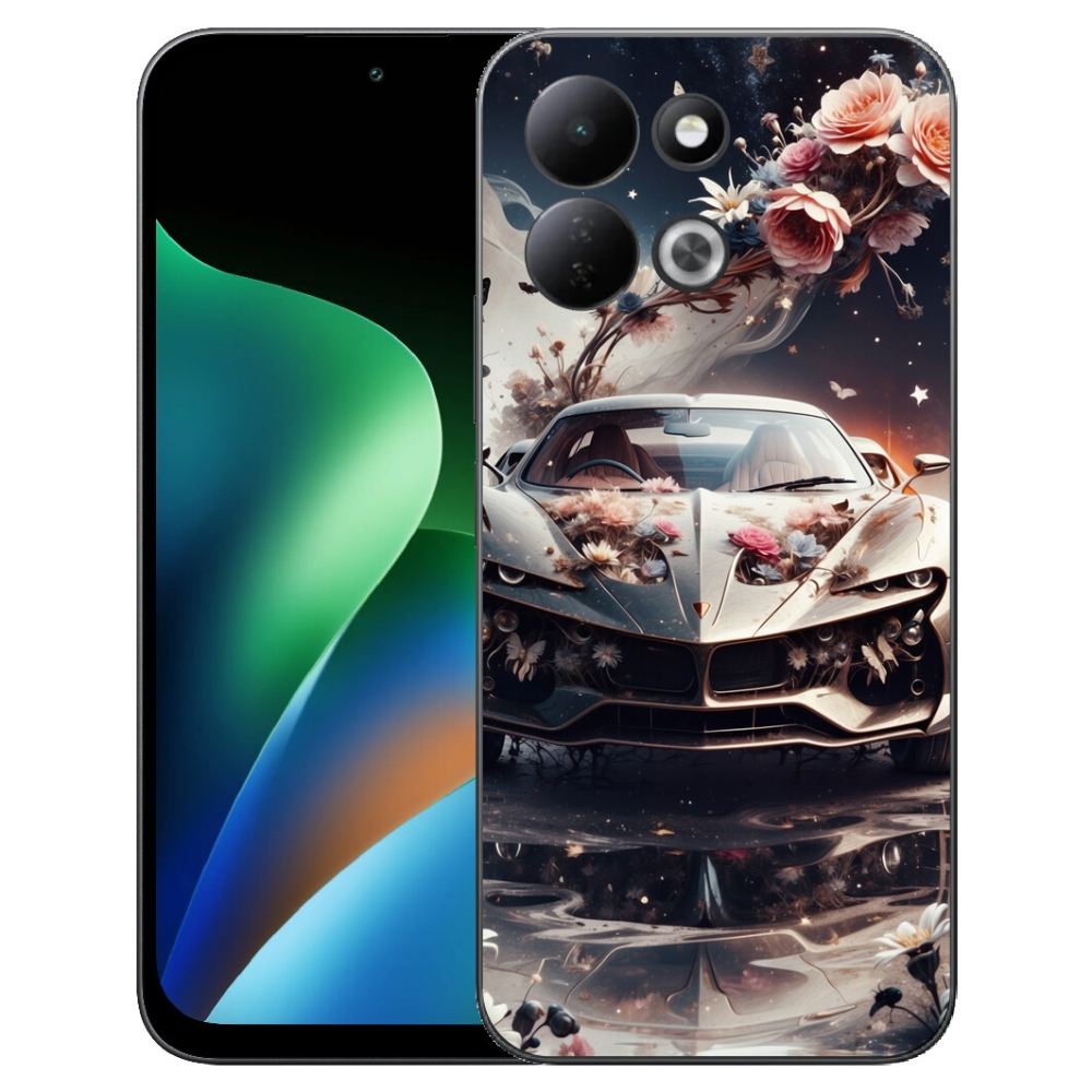 Gélový kryt mmCase na Xiaomi Redmi 17 4G/5G - kvetinový športový automobil