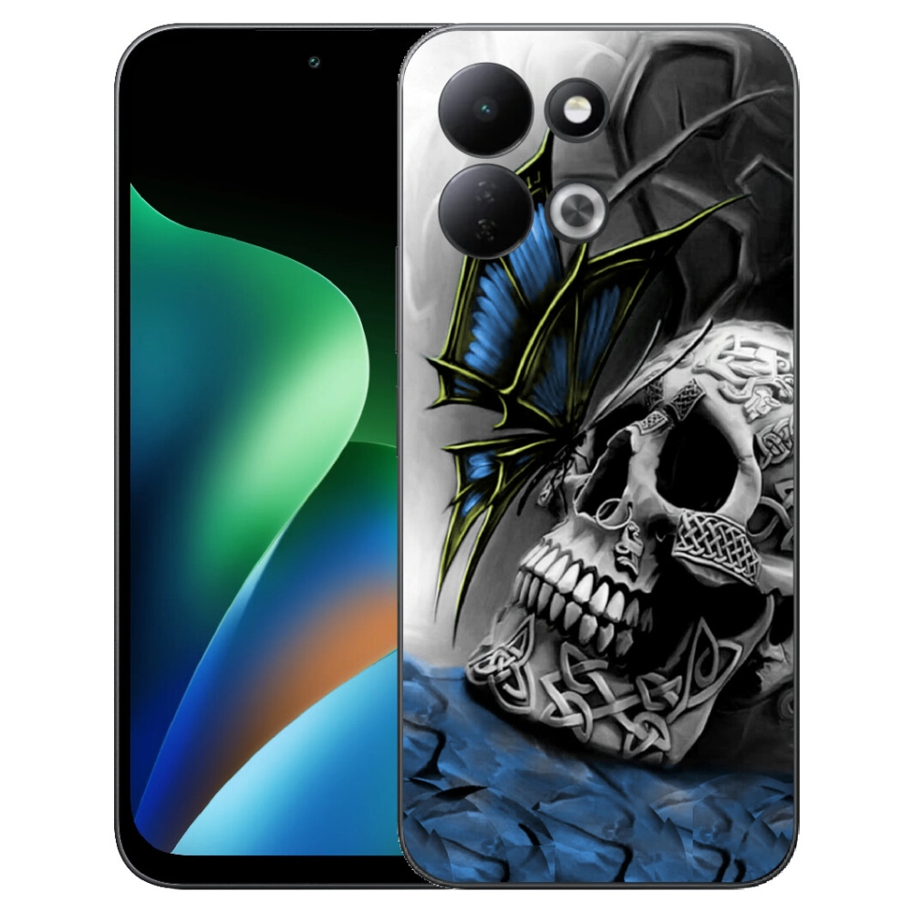 Gélový kryt mmCase na Xiaomi Redmi 17 4G/5G - motýľ a lebka