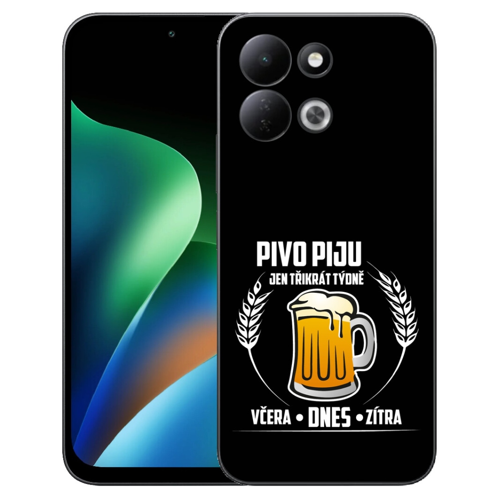 Gélový kryt mmCase na Xiaomi Redmi 17 4G/5G - pivný motív čierne pozadie