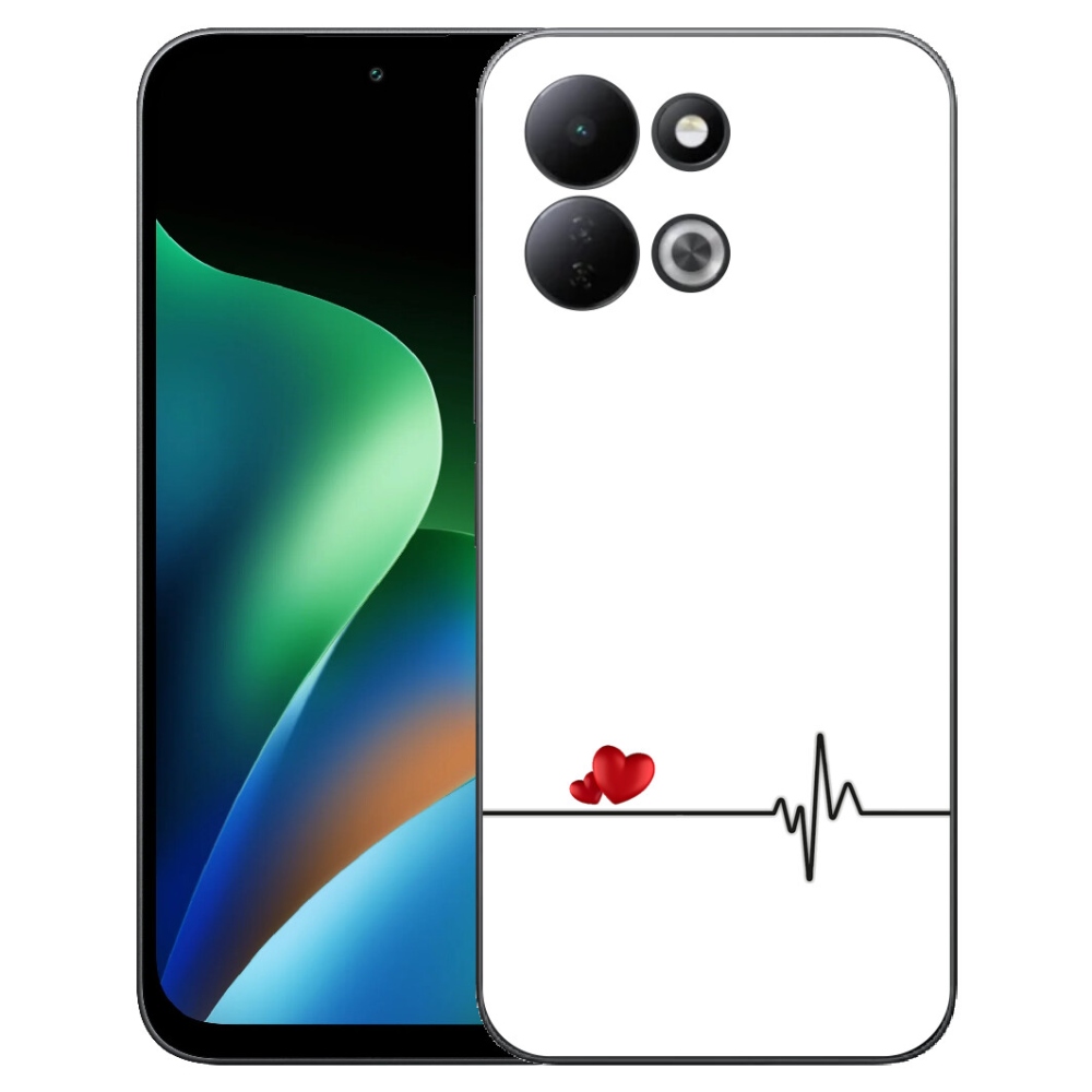 Gélový kryt mmCase na Xiaomi Redmi 17 4G/5G - srdce a tep biele pozadie