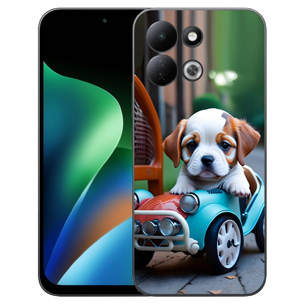 Gélový kryt mmCase na Xiaomi Redmi 17 4G/5G - šteňa v retro aute