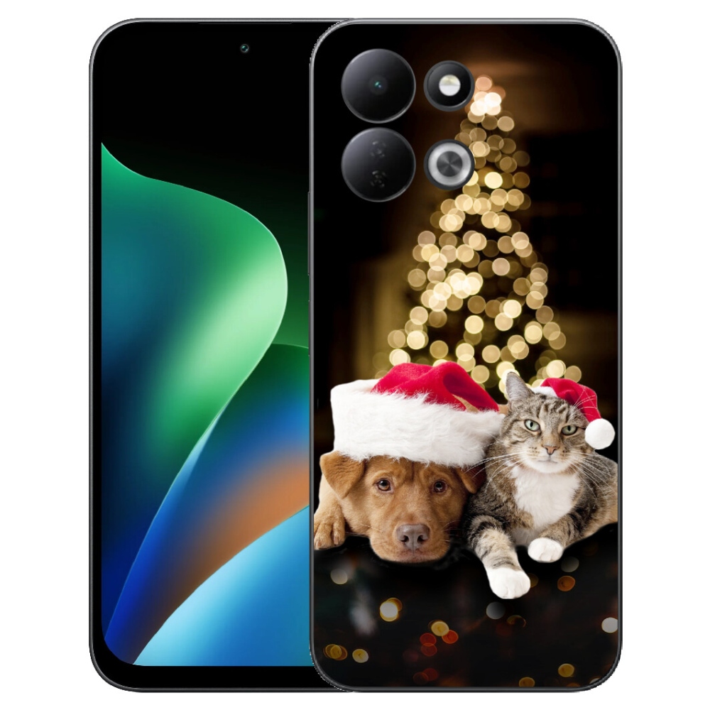 Gélový kryt mmCase na Xiaomi Redmi 17 4G/5G - vianočný pes a mačka