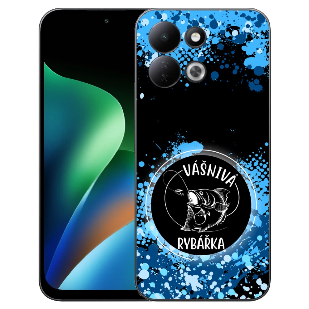 Gélový kryt mmCase na Xiaomi Redmi 17 4G/5G - vášnivá rybárka čierne pozadie