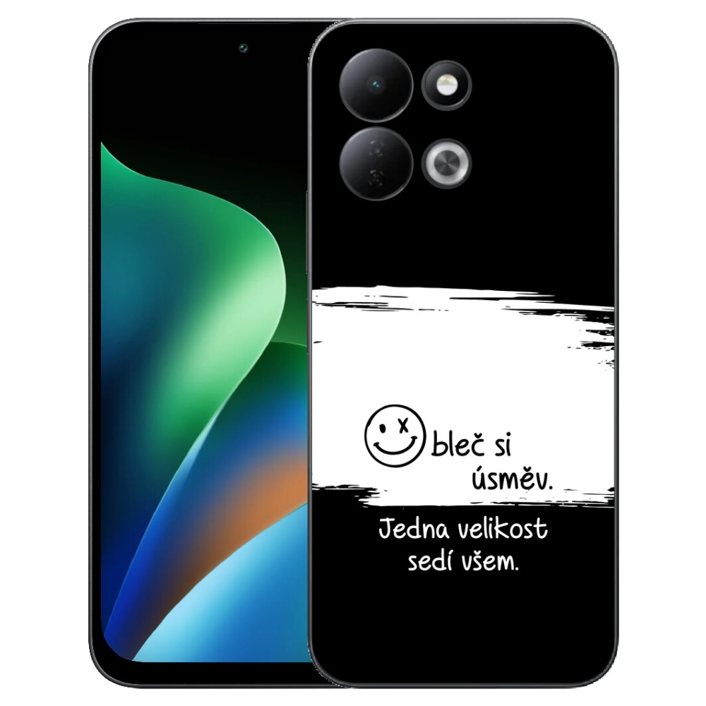 Gélový kryt mmCase na Xiaomi Redmi 17 4G/5G - vtipný text 8 bieločierne pozadie
