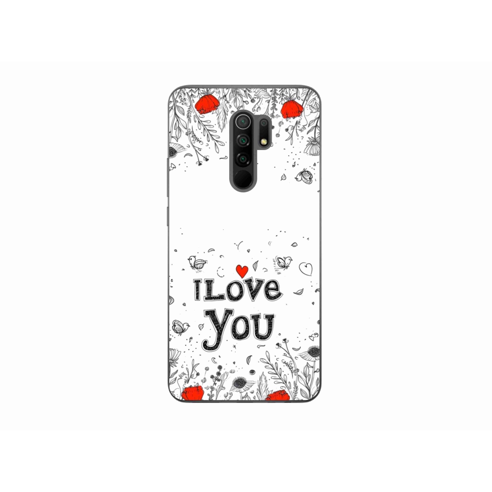 Gélový kryt mmCase na Xiaomi Redmi 9 - I love you biele pozadie