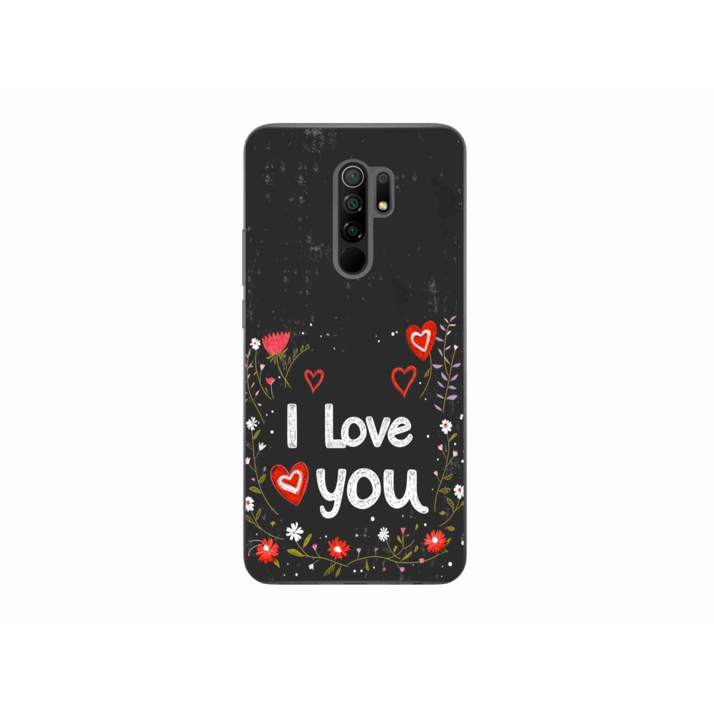 Gélový kryt mmCase na Xiaomi Redmi 9 - I love you čierne pozadie