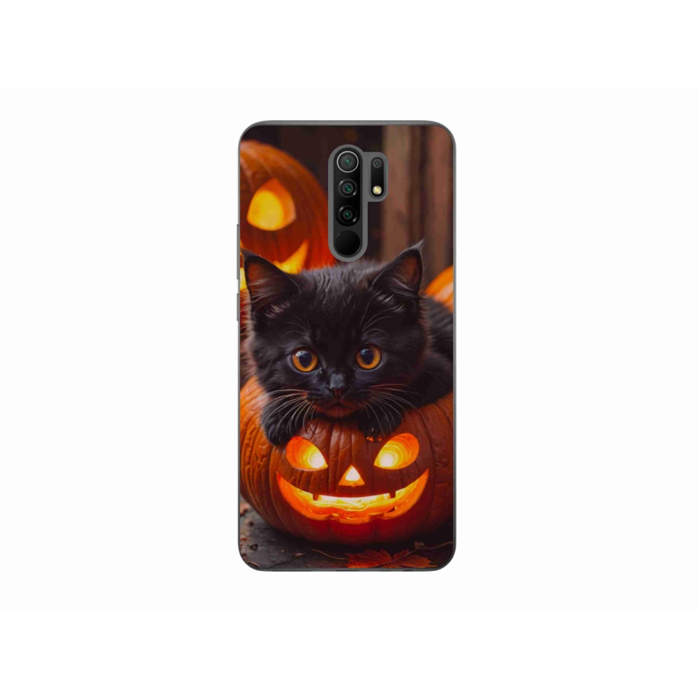 Gélový kryt mmCase na Xiaomi Redmi 9 - mačiatko a tekvica