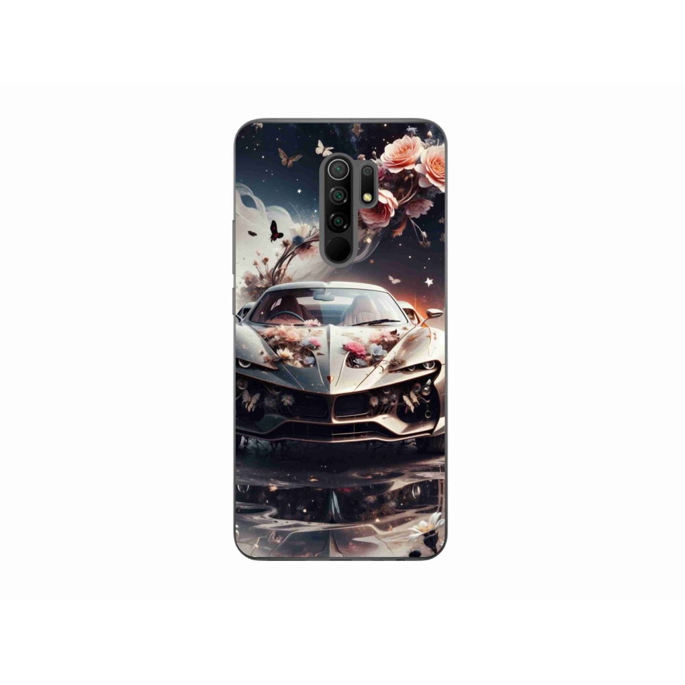 Gélový kryt mmCase na Xiaomi Redmi 9 - kvetinový športový automobil