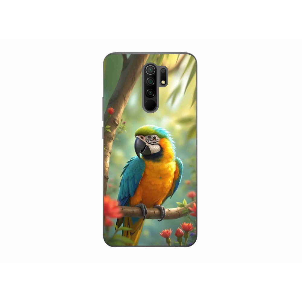 Gélový kryt mmCase na Xiaomi Redmi 9 - papagáj ara modrožltá