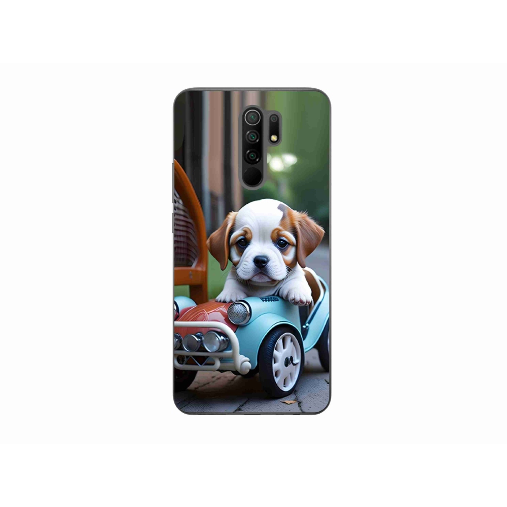 Gélový kryt mmCase na Xiaomi Redmi 9 - šteňa v retro aute