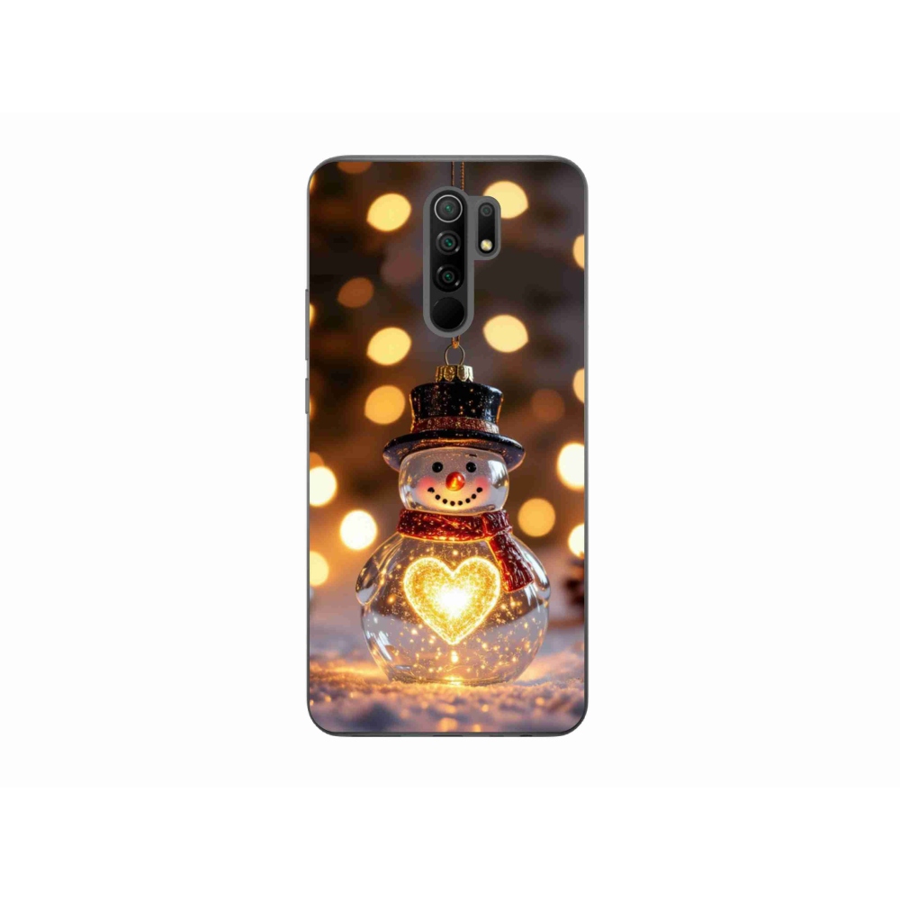 Gélový kryt mmCase na Xiaomi Redmi 9 - svietiaci vianočný snehuliak