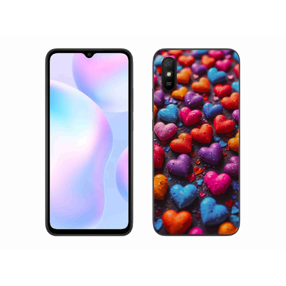 Gélový kryt mmCase na Xiaomi Redmi 9A - farebné srdcia