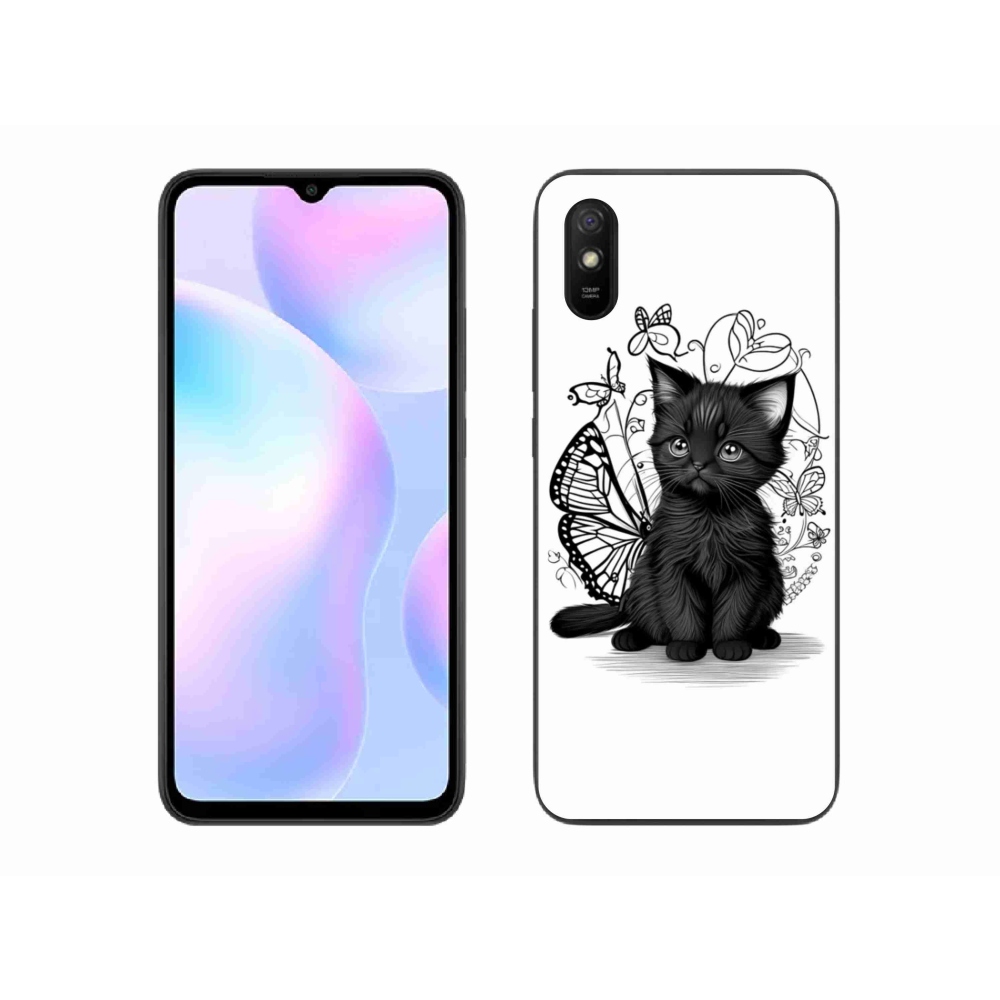 Gélový kryt mmCase na Xiaomi Redmi 9A - čierne mačiatko