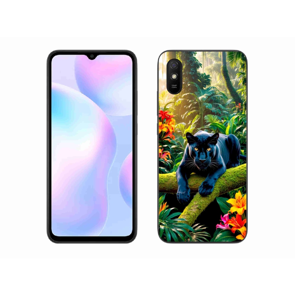 Gélový kryt mmCase na Xiaomi Redmi 9A - čierny panter v džungli