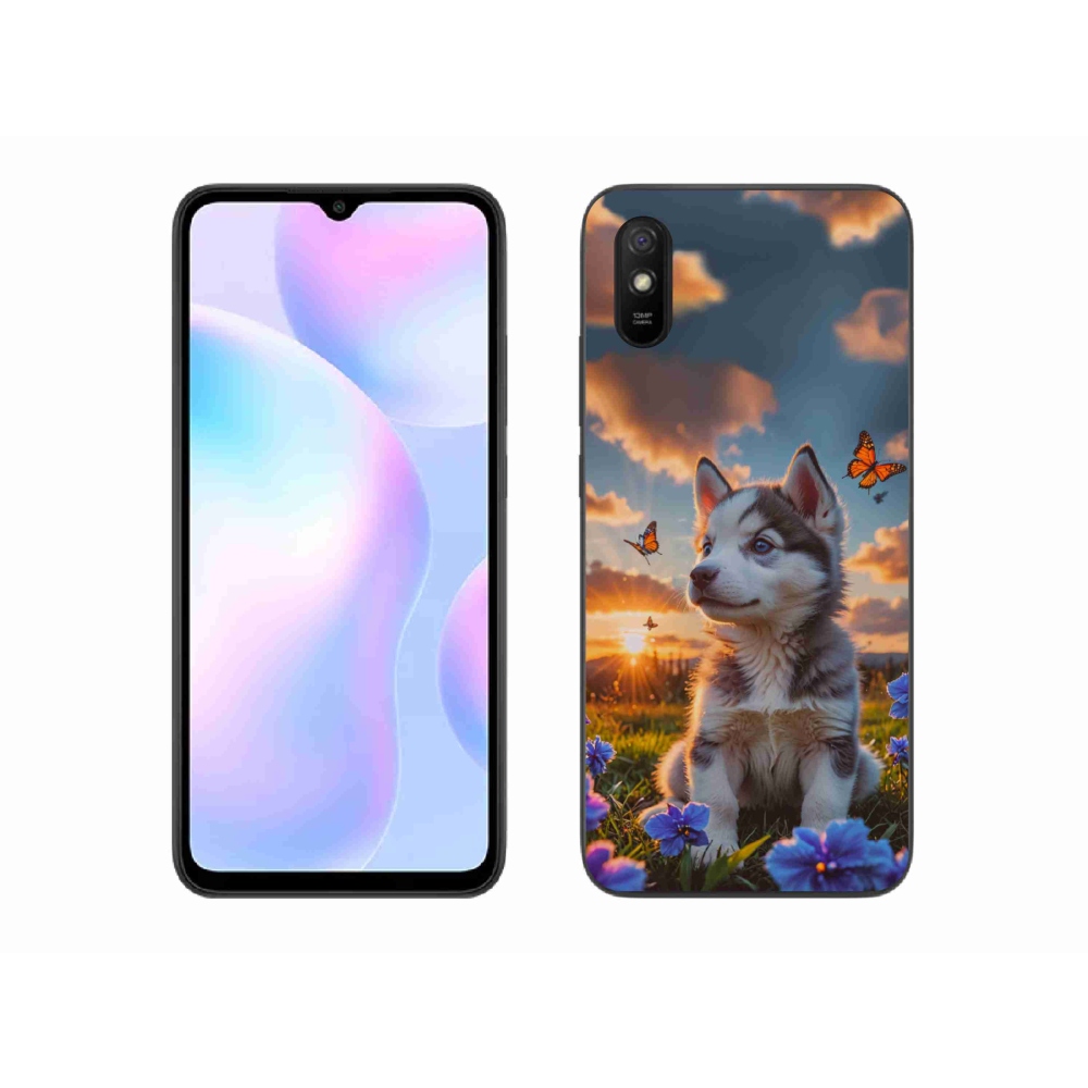 Gélový kryt mmCase na Xiaomi Redmi 9A - husky pri západe slnka