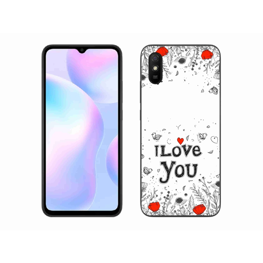 Gélový kryt mmCase na Xiaomi Redmi 9A - I love you biele pozadie