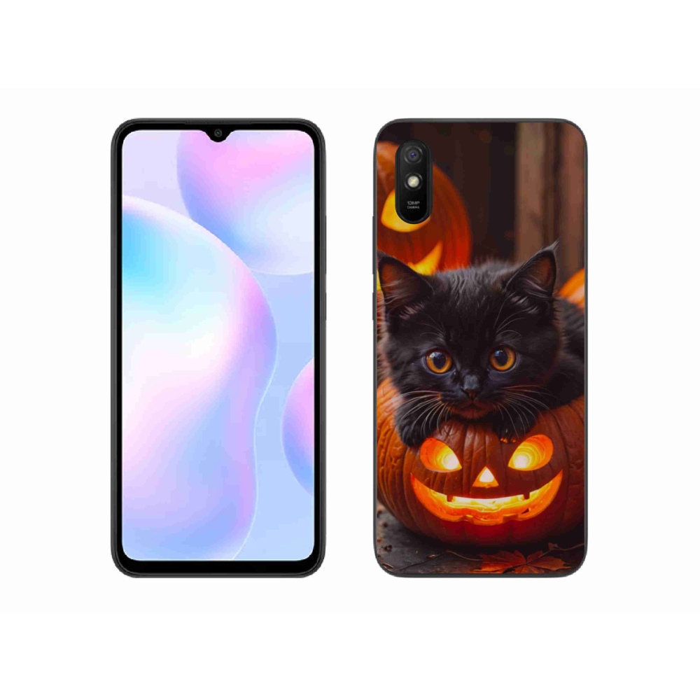 Gélový kryt mmCase na Xiaomi Redmi 9A - mačiatko a tekvica