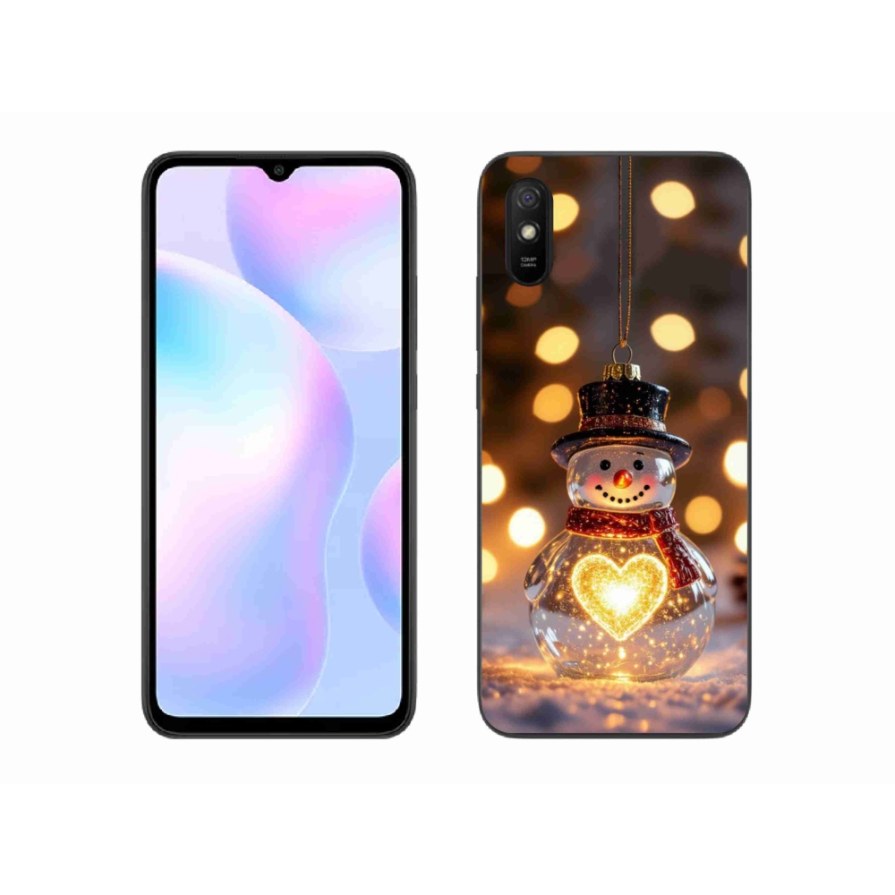 Gélový kryt mmCase na Xiaomi Redmi 9A - svietiaci vianočný snehuliak