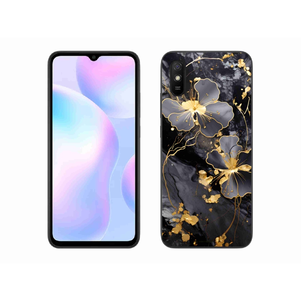 Gélový kryt mmCase na Xiaomi Redmi 9A - zlaté kvety