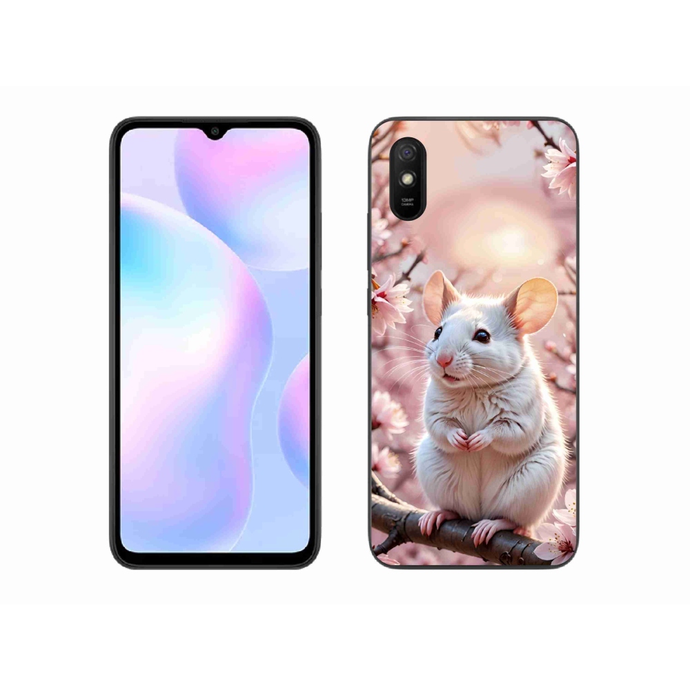 Gélový kryt mmCase na Xiaomi Redmi 9AT - biela myš na vetve