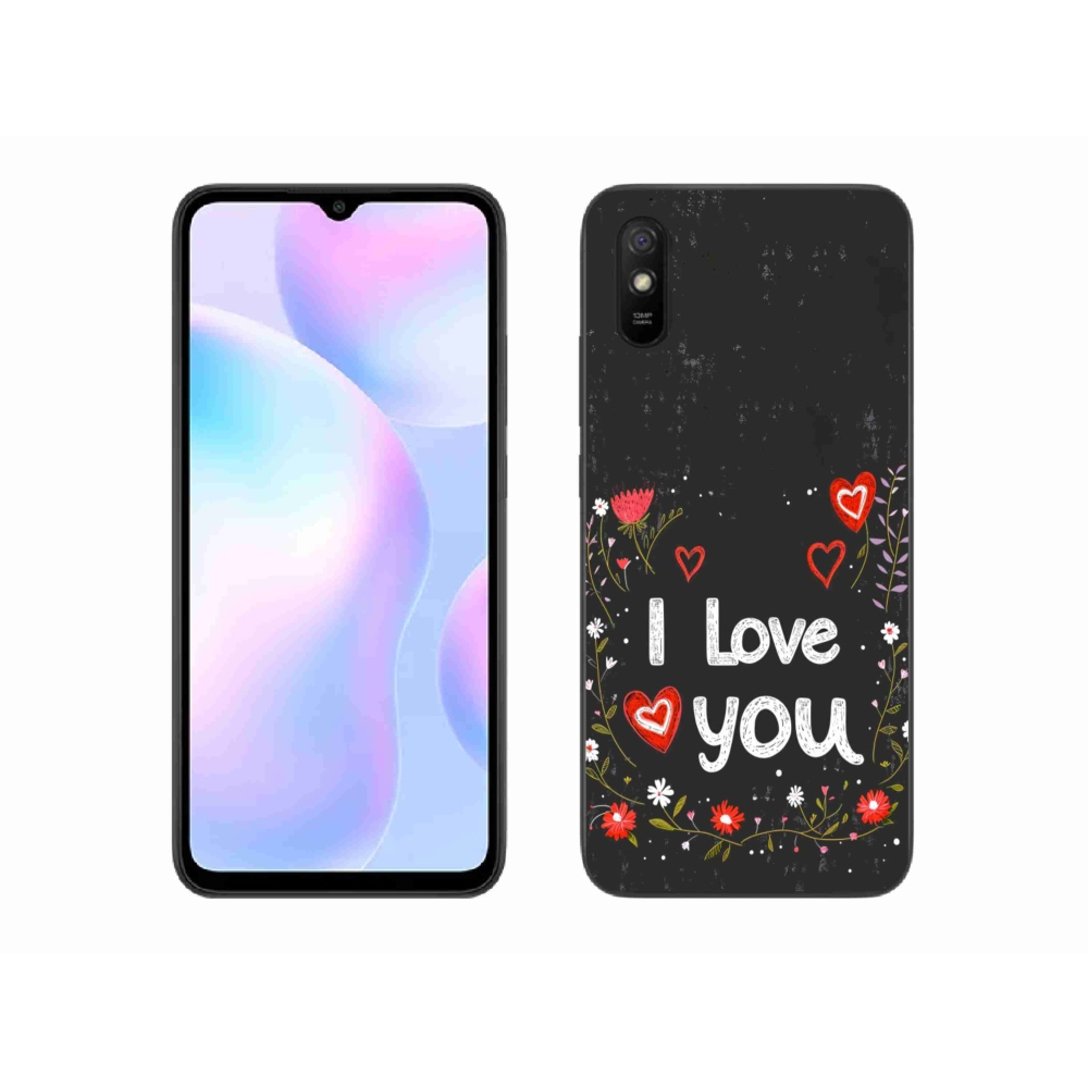 Gélový kryt mmCase na Xiaomi Redmi 9AT - I love you čierne pozadie