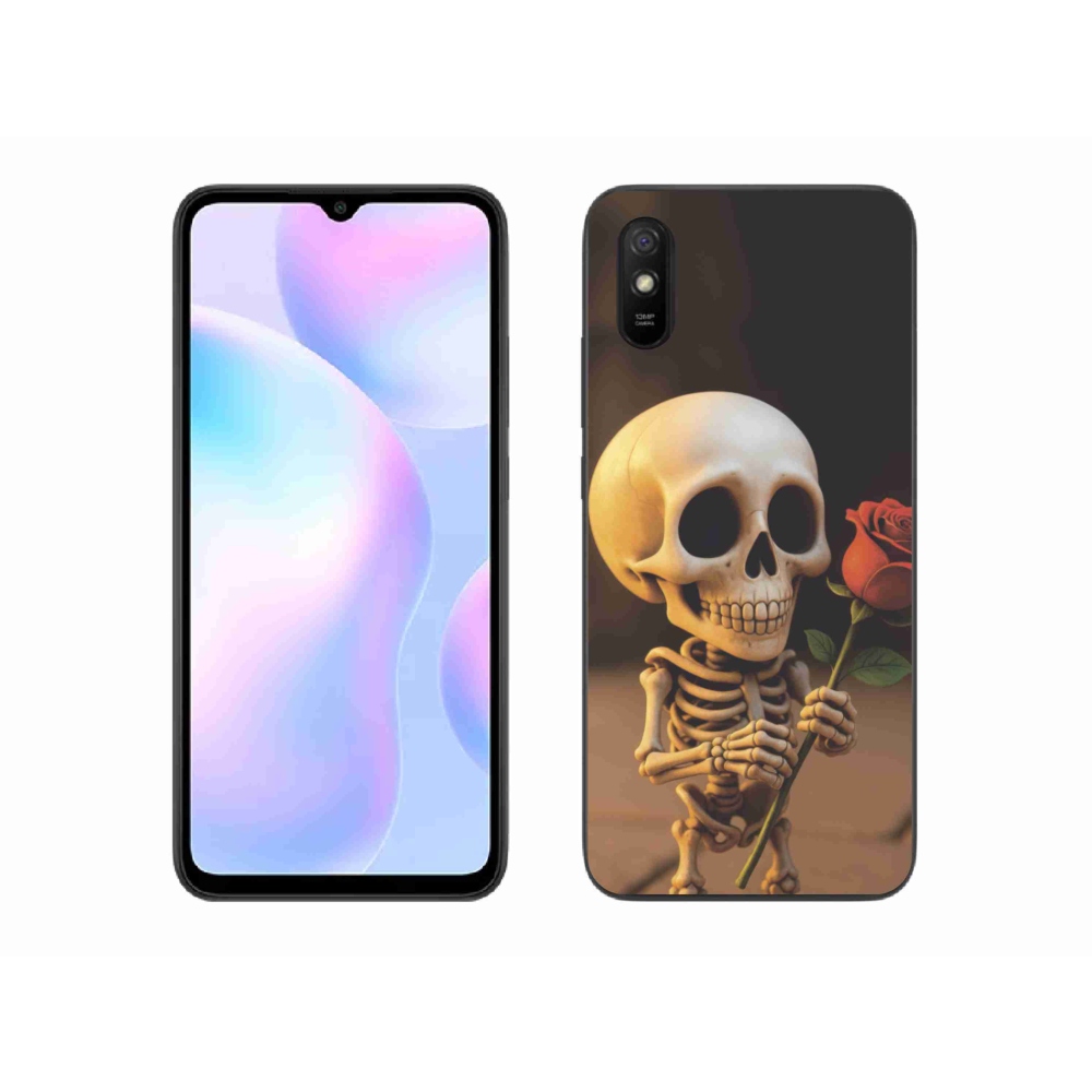 Gélový kryt mmCase na Xiaomi Redmi 9AT - kostlivec s ružou