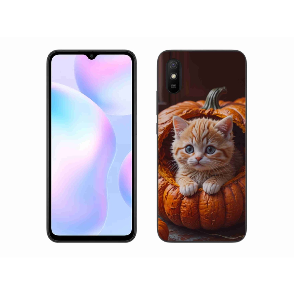 Gélový kryt mmCase na Xiaomi Redmi 9AT - mačiatko a tekvica 2