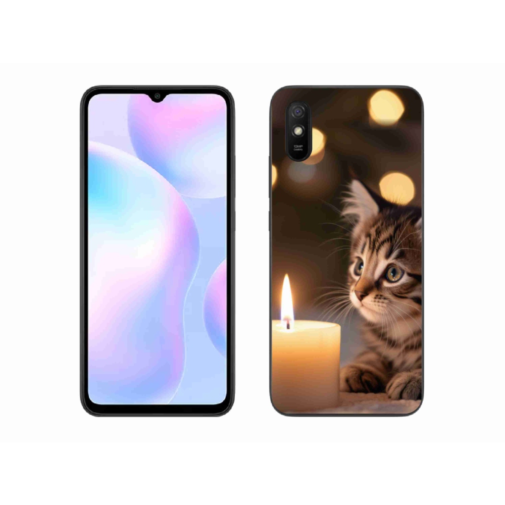 Gélový kryt mmCase na Xiaomi Redmi 9AT - mačiatko a sviečka