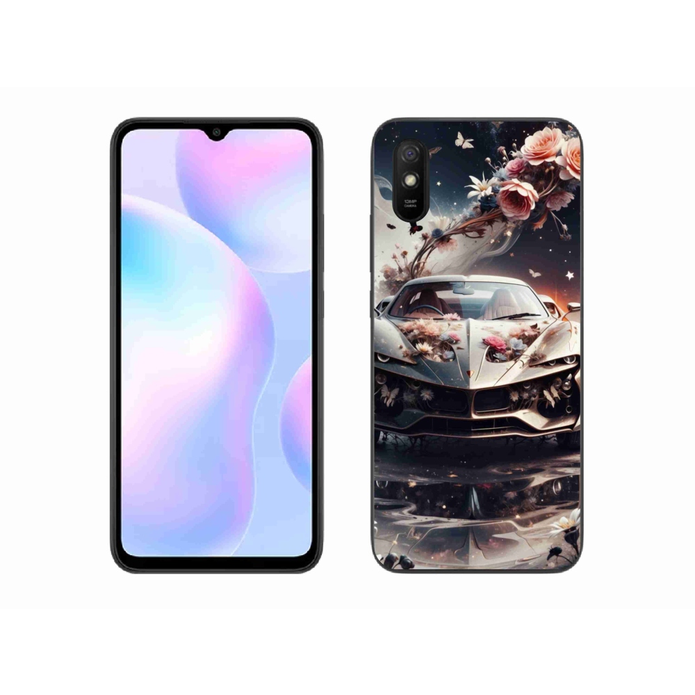 Gélový kryt mmCase na Xiaomi Redmi 9AT - kvetinový športový automobil