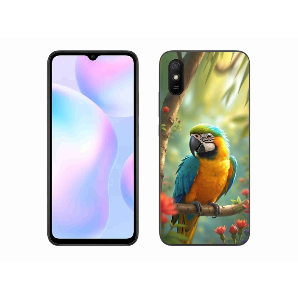 Gélový kryt mmCase na Xiaomi Redmi 9AT - papagáj ara modrožltá