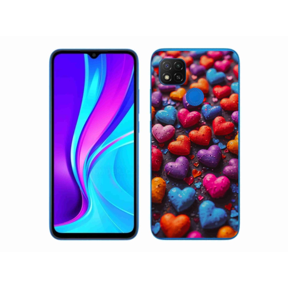 Gélový kryt mmCase na Xiaomi Redmi 9C - farebné srdcia
