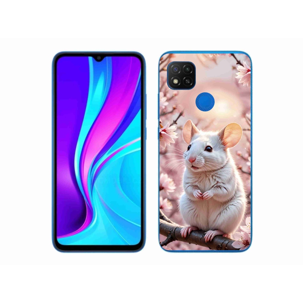 Gélový kryt mmCase na Xiaomi Redmi 9C - biela myš na vetve