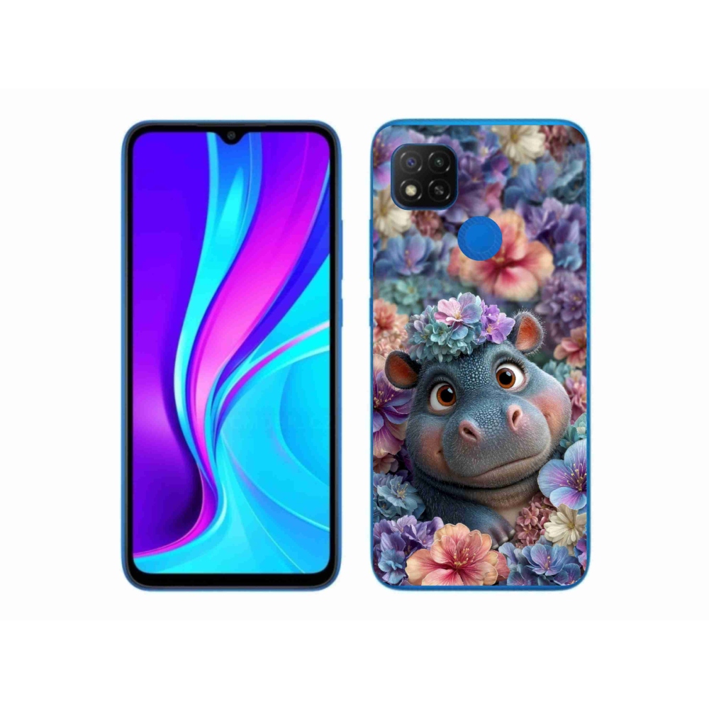 Gélový kryt mmCase na Xiaomi Redmi 9C - hrošík v kvetoch