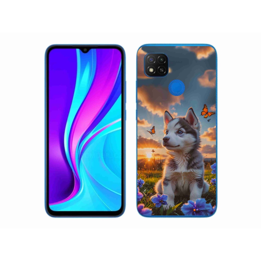 Gélový kryt mmCase na Xiaomi Redmi 9C - husky pri západe slnka