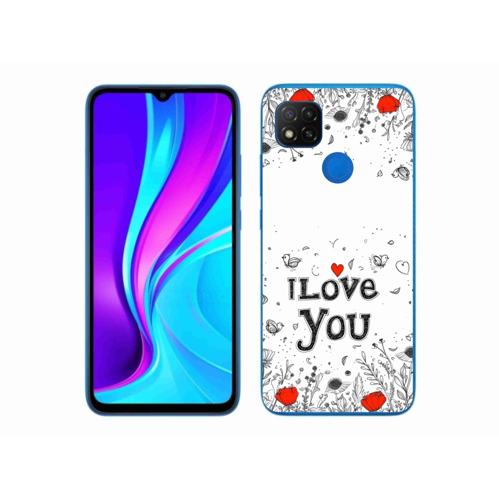 Gélový kryt mmCase na Xiaomi Redmi 9C - I love you biele pozadie