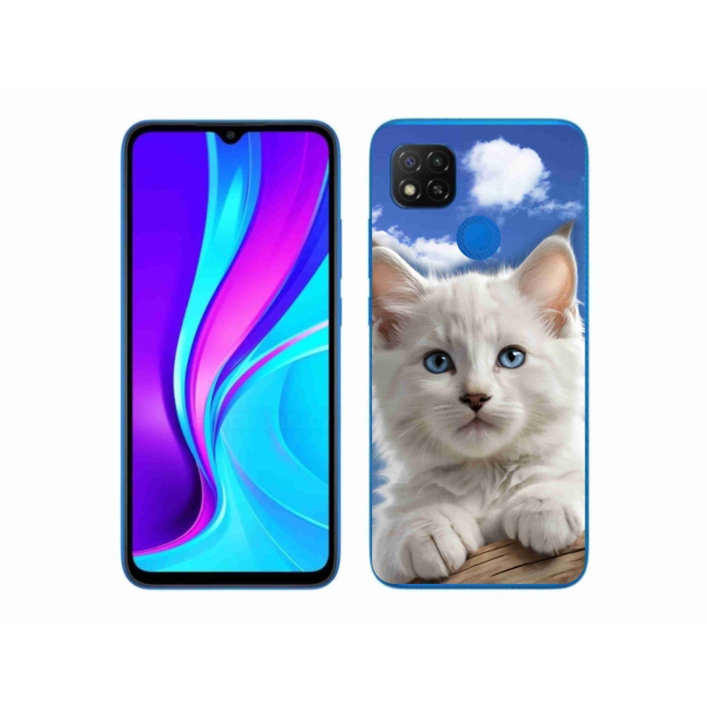 Gélový kryt mmCase na Xiaomi Redmi 9C - mačiatko a oblaky
